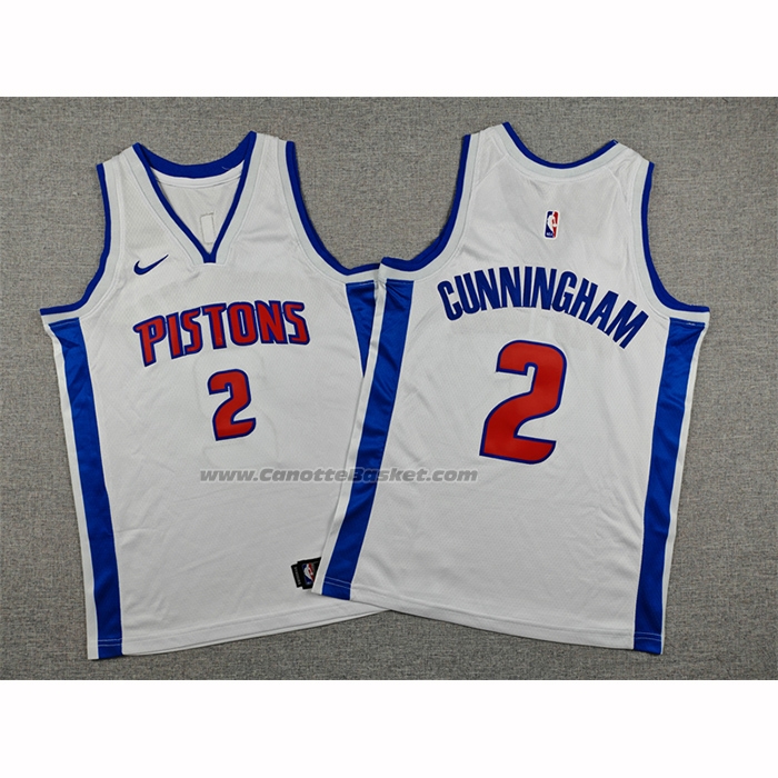Maglia Bambino Detroit Pistons Cade Cunningham No 2 Association 2025-26 Bianco